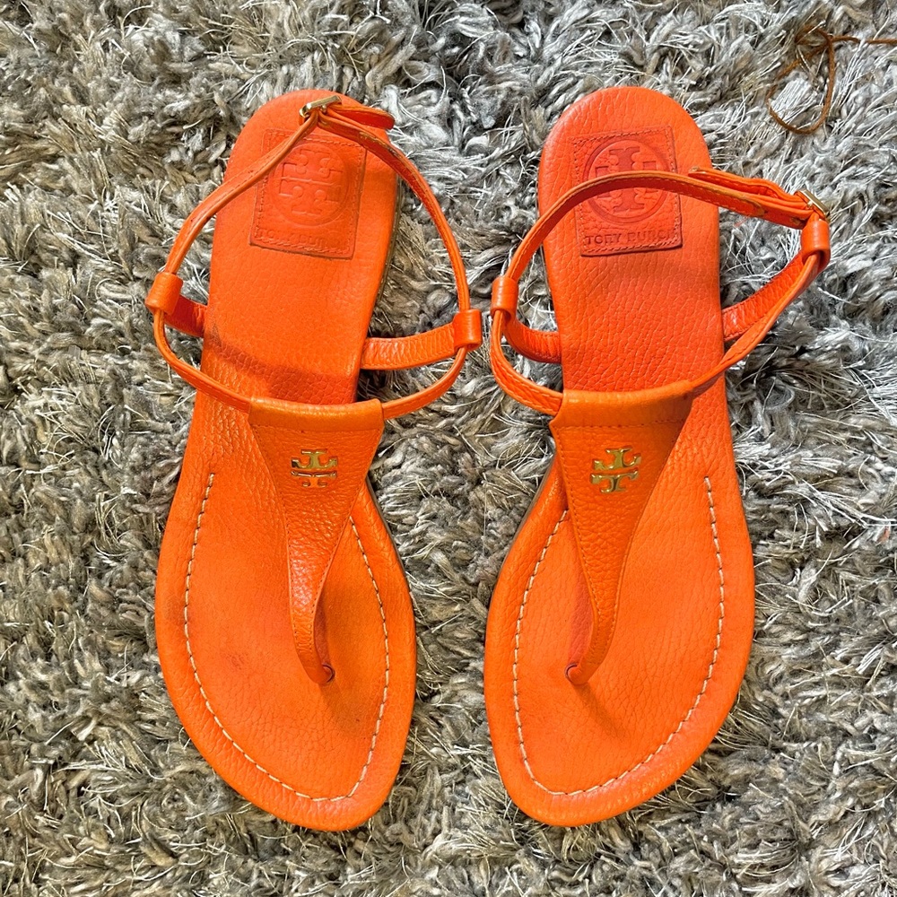Tory Burch Orange and Gold Sandals